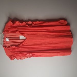 Joie Orange Flowy Ruffle Sleeveless Bow Collar Brand New Top Size 1x